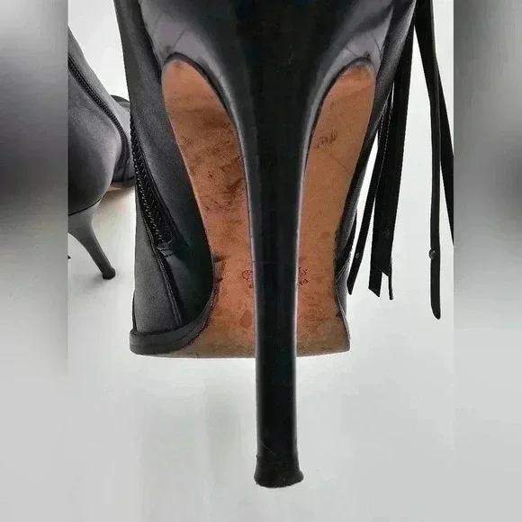 Coach Lolita Black Leather Bootie with Fringe Womens Size 6 - Picture 10 of 12